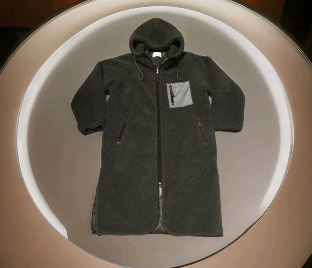 OAK + FORT Olive Green Hooded Fleece Coat
